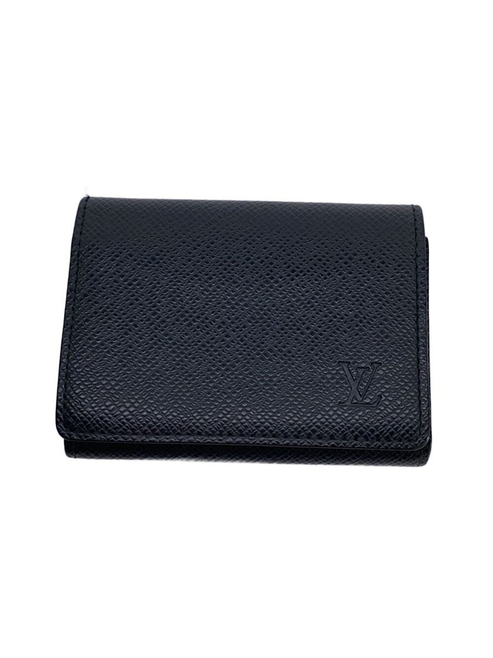 LOUIS VUITTON Envelope Wallet Carte de Visite Taiga Leather Black Solid
